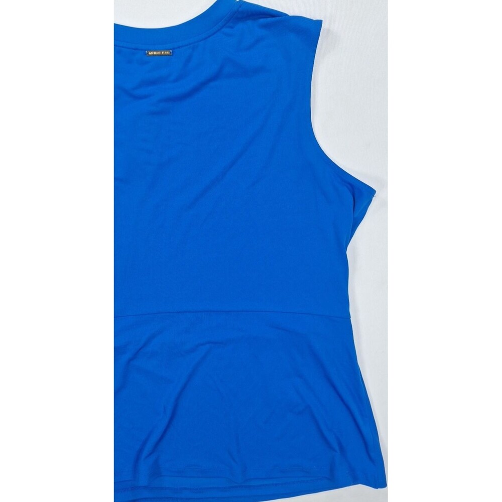 NWT Michael Kors Plus Size 1X Ring Twist Sleeveless Top Grecian Blue Blouse NEW - Picture 6 of 9